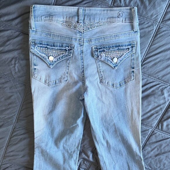 PTCL Ethical Clothing Women Light Blue Flare Bootcut Jeans Size 30 Jewel Pockets - Picture 6 of 13